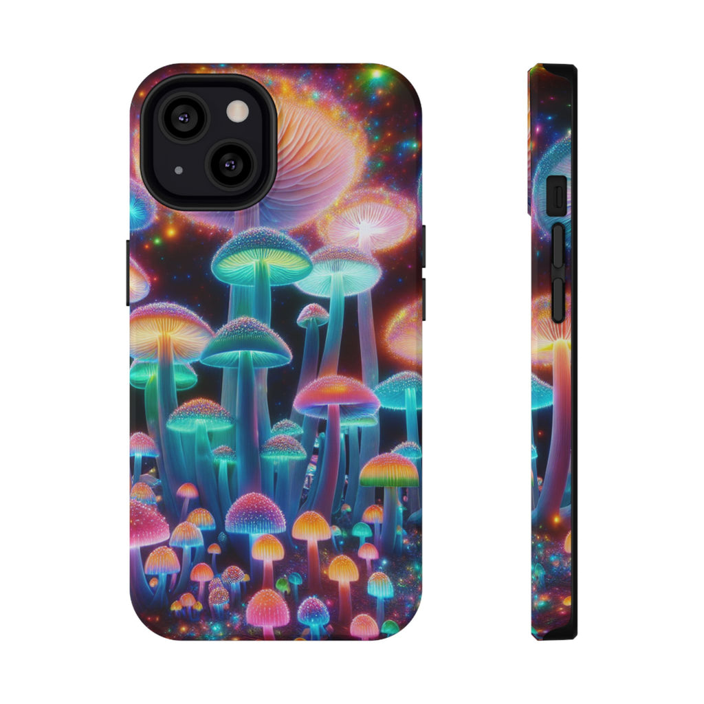 Psychedelic Neon Mushroom Phone Case — Protective Cosmic Art iPhone Cover