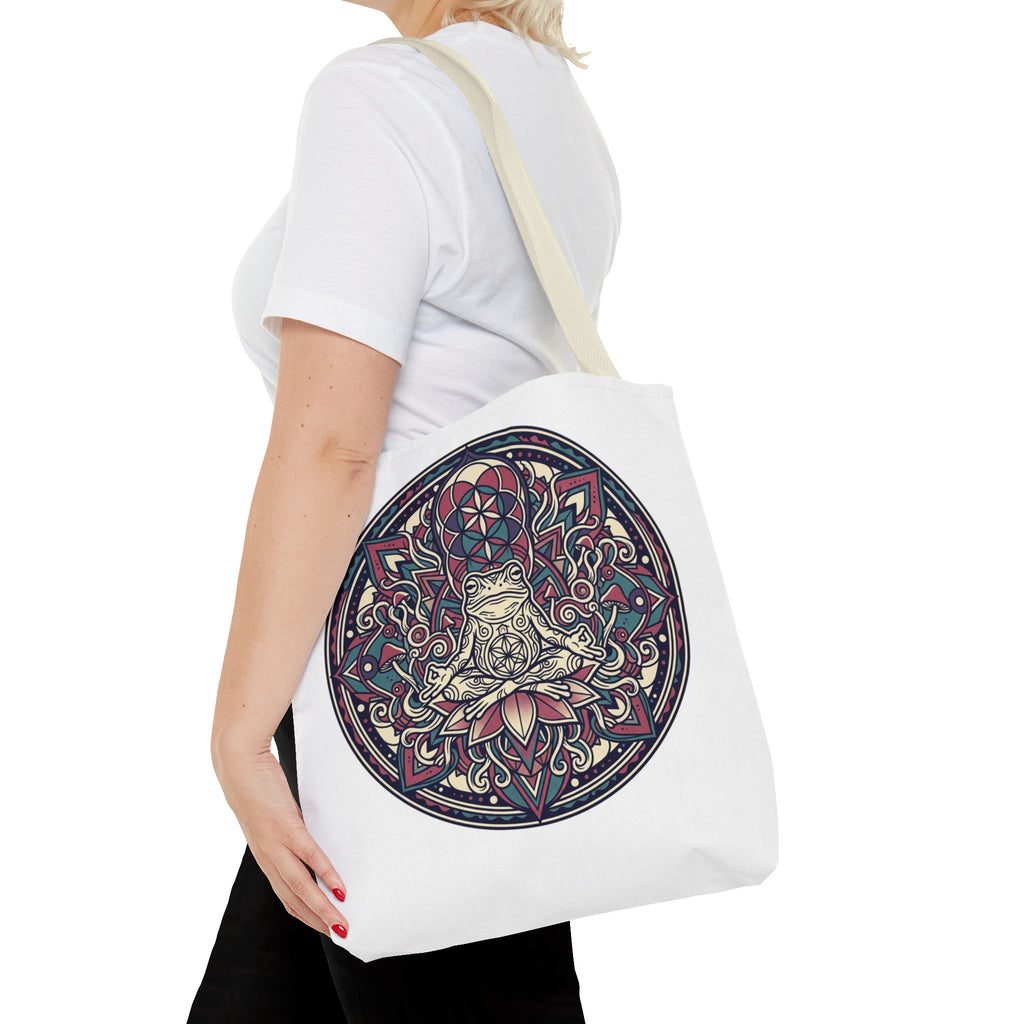 Meditating Cat Mandala Tote Bag — Boho Yoga, Spiritual Gift