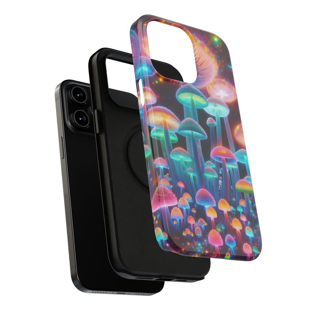 Psychedelic Neon Mushroom Phone Case — Protective Cosmic Art iPhone Cover