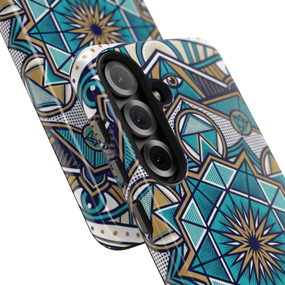 Tough Phone Case — Blue Geometric Mandala Protective Phone Cover