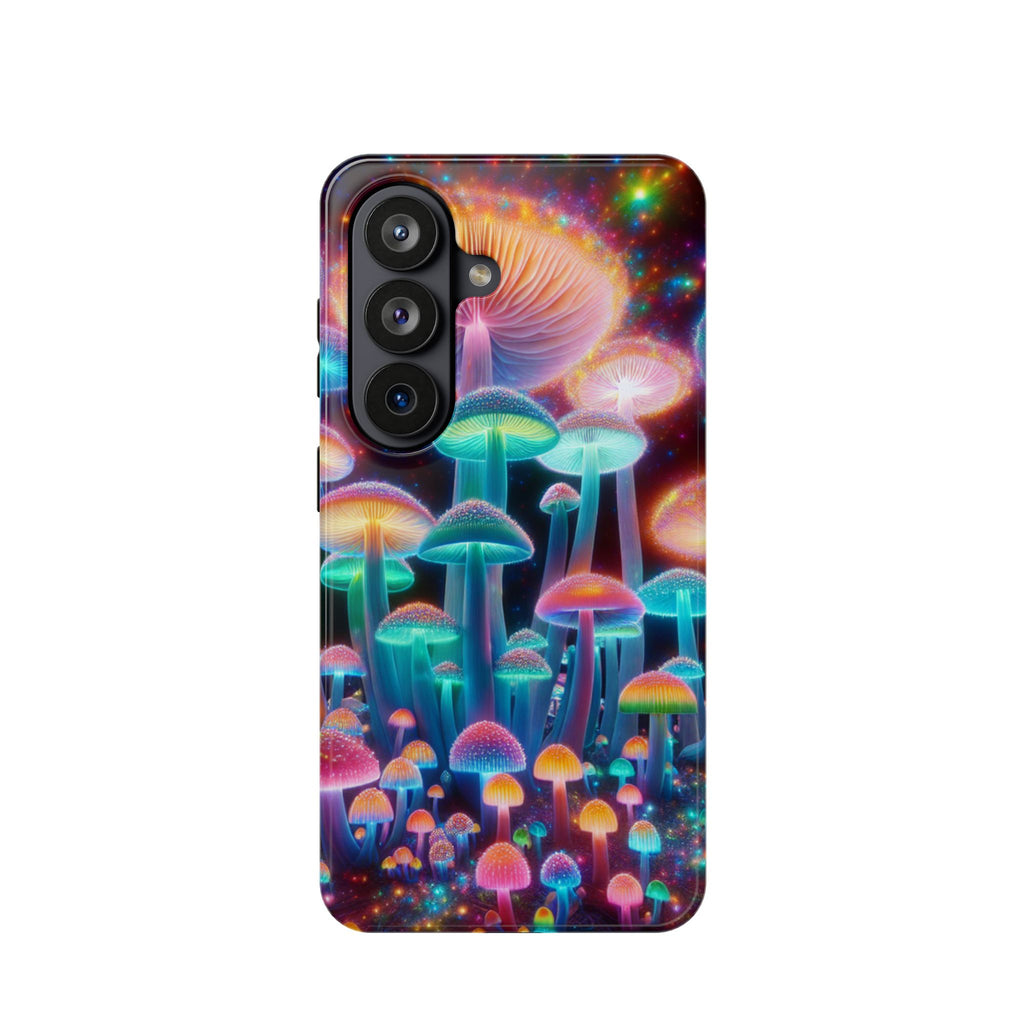 Psychedelic Neon Mushroom Phone Case — Protective Cosmic Art iPhone Cover
