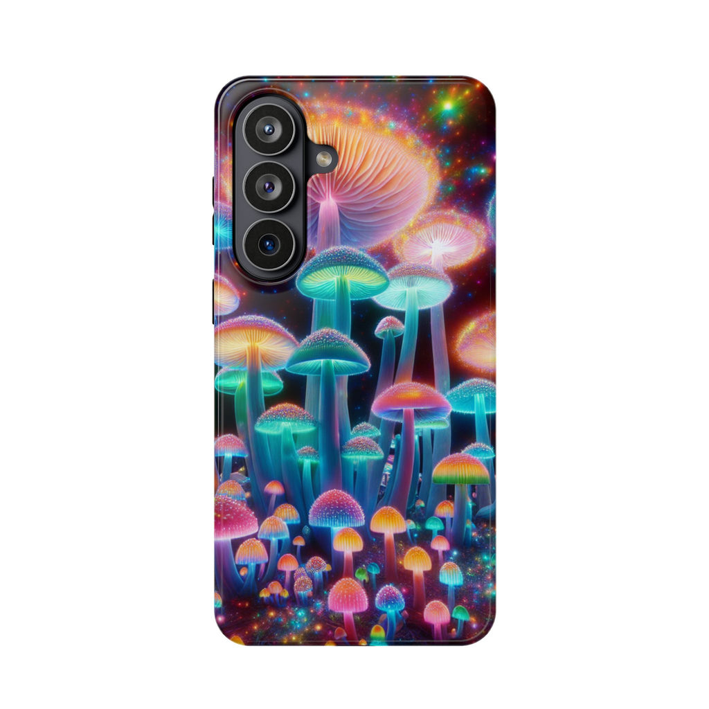 Psychedelic Neon Mushroom Phone Case — Protective Cosmic Art iPhone Cover