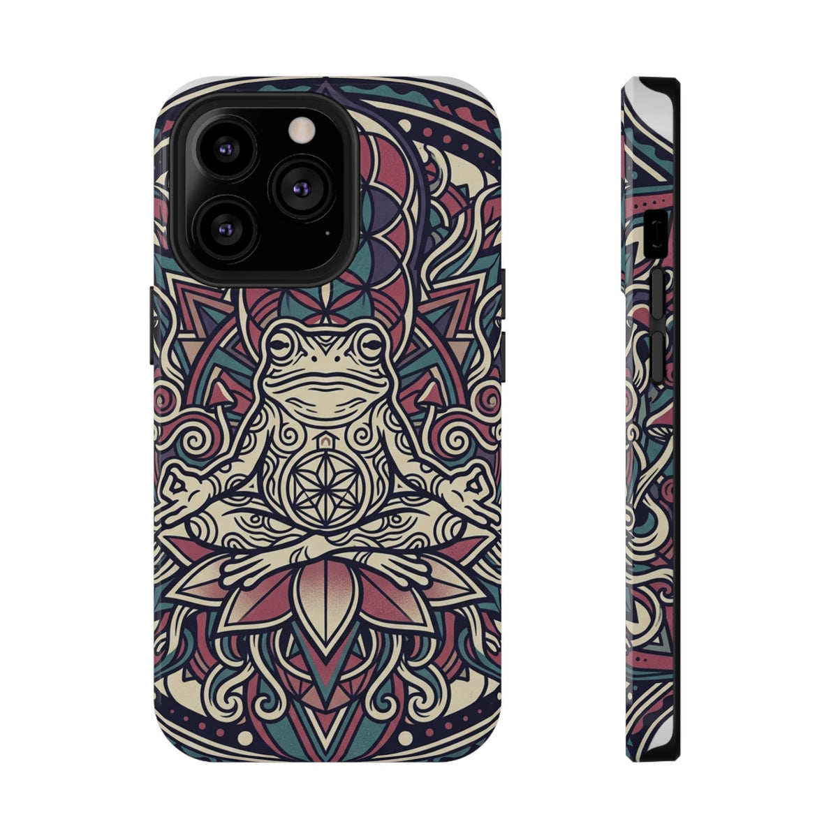 Meditative Frog Mandala Phone Case — Impact‑Resistant Protective Cover