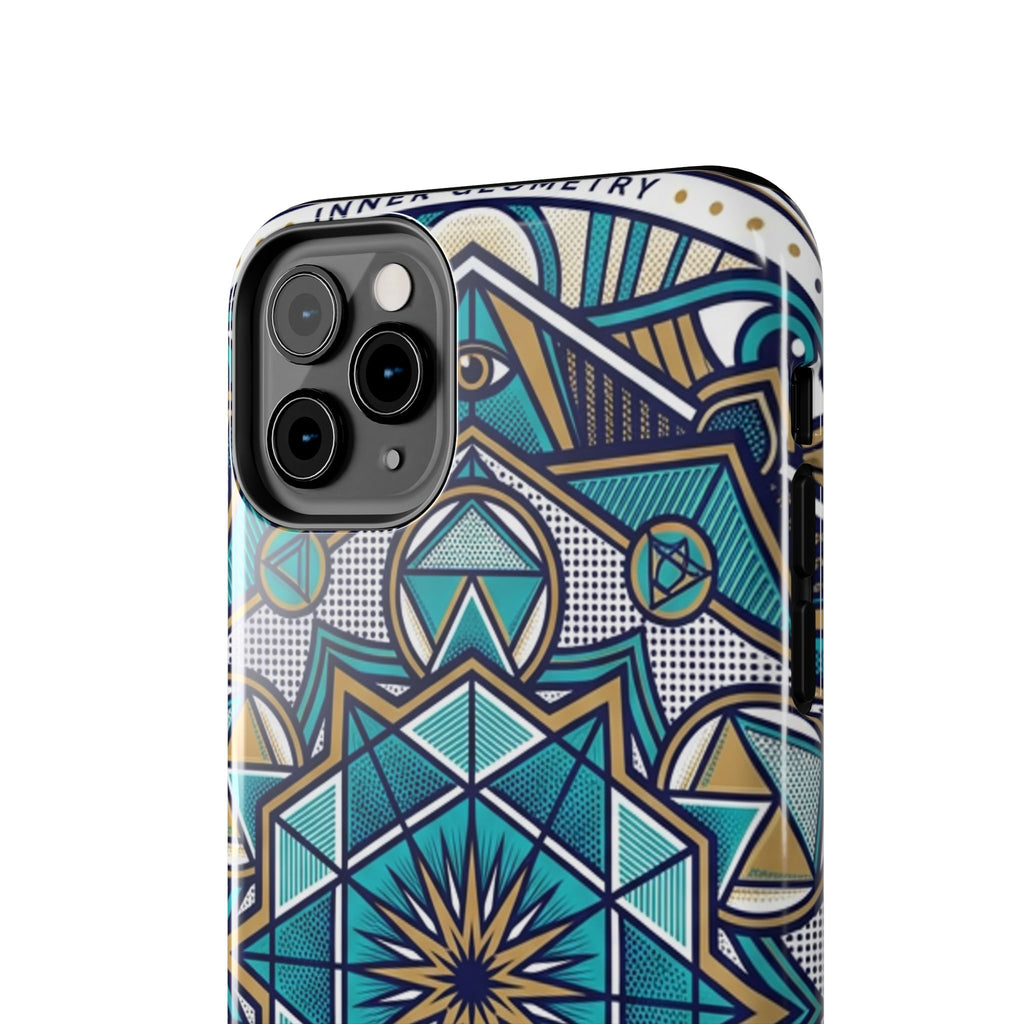 Tough Phone Case — Blue Geometric Mandala Protective Phone Cover