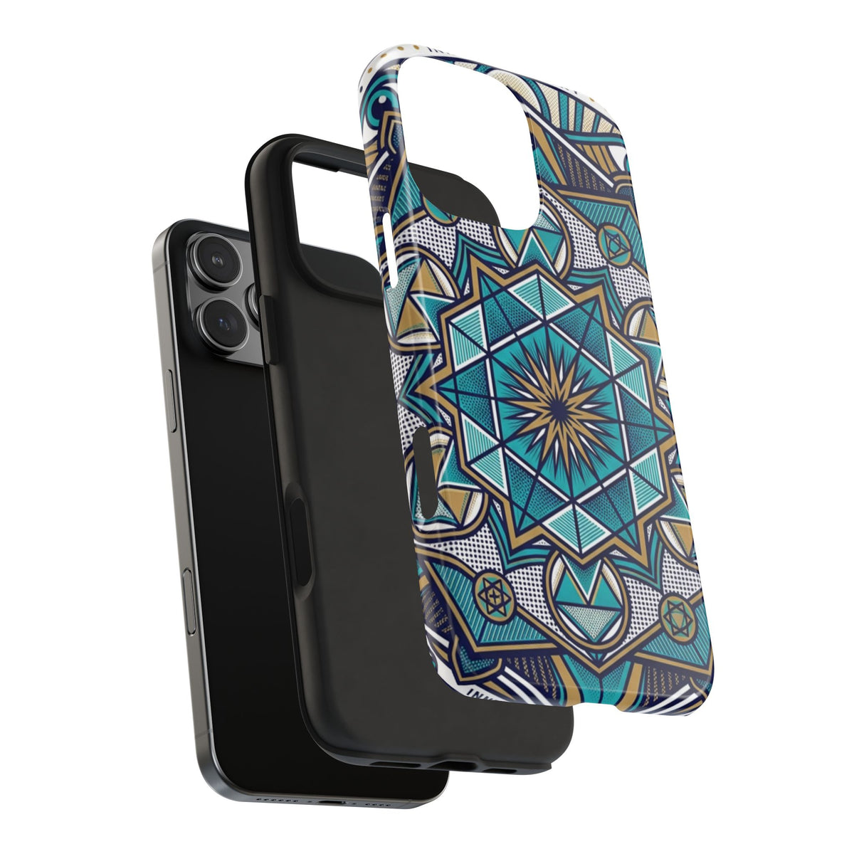 Tough Phone Case — Blue Geometric Mandala Protective Phone Cover