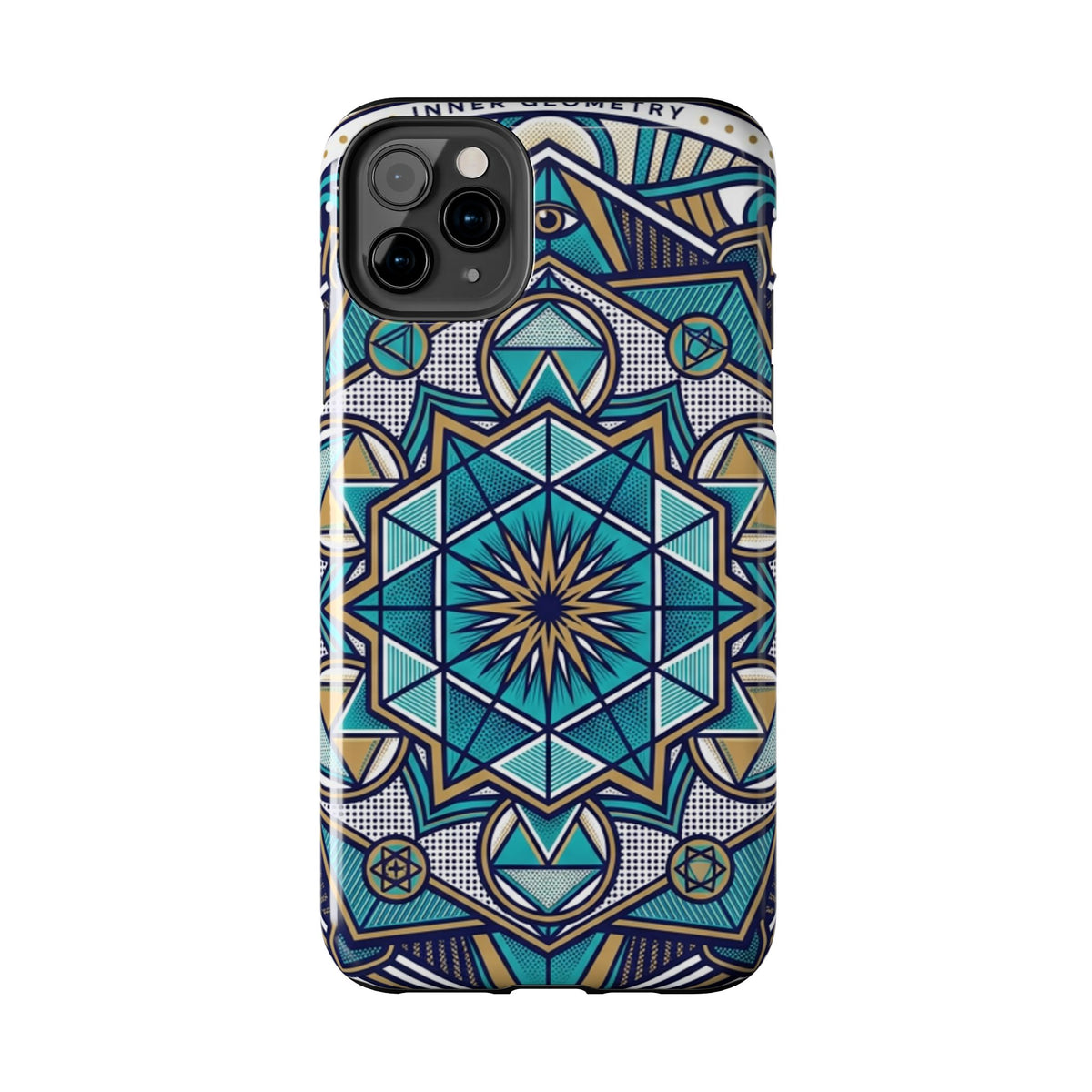 Tough Phone Case — Blue Geometric Mandala Protective Phone Cover
