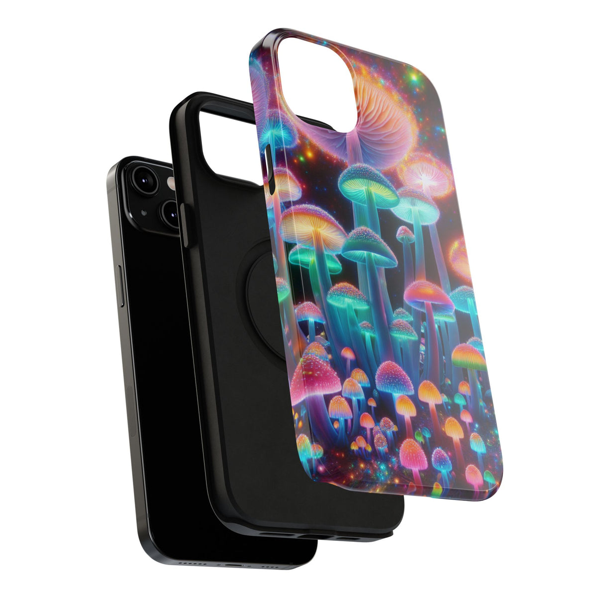Psychedelic Neon Mushroom Phone Case — Protective Cosmic Art iPhone Cover