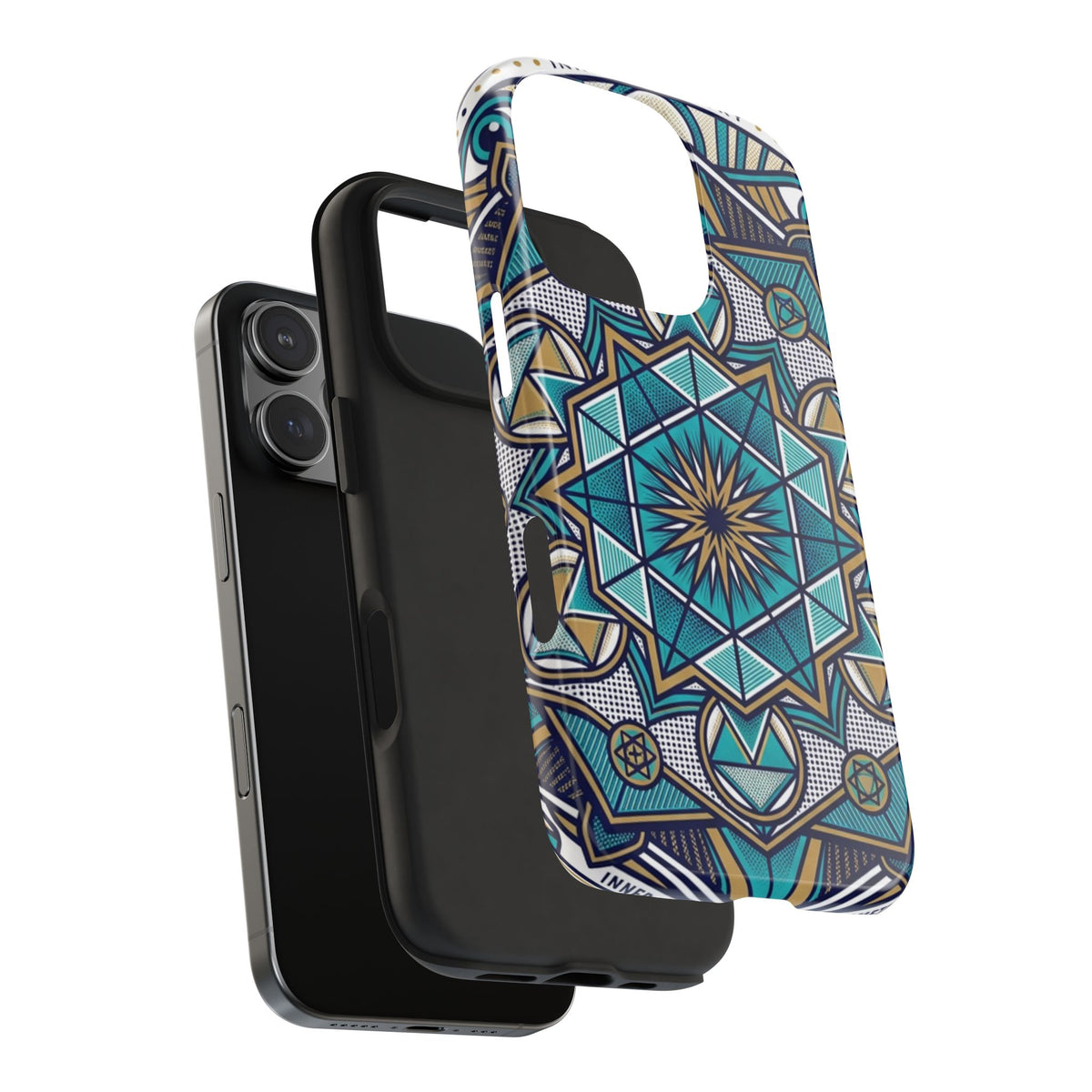 Tough Phone Case — Blue Geometric Mandala Protective Phone Cover