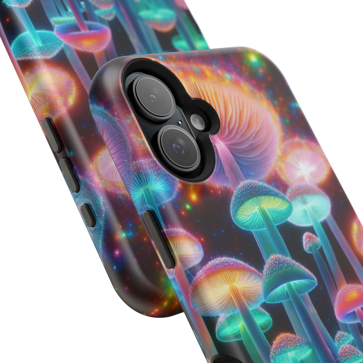 Psychedelic Neon Mushroom Phone Case — Protective Cosmic Art iPhone Cover