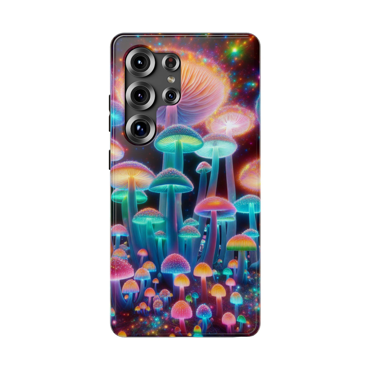 Psychedelic Neon Mushroom Phone Case — Protective Cosmic Art iPhone Cover