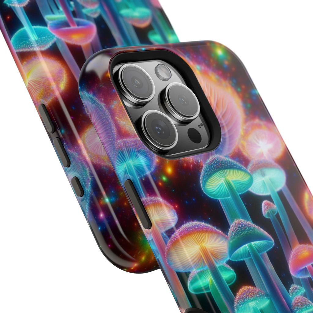 Psychedelic Neon Mushroom Phone Case — Protective Cosmic Art iPhone Cover