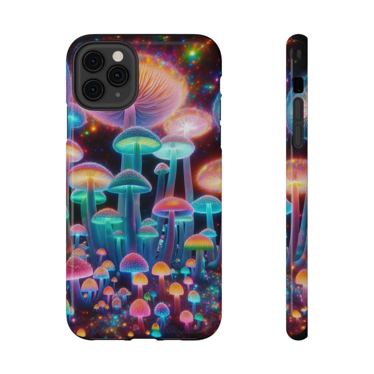 Psychedelic Neon Mushroom Phone Case — Protective Cosmic Art iPhone Cover