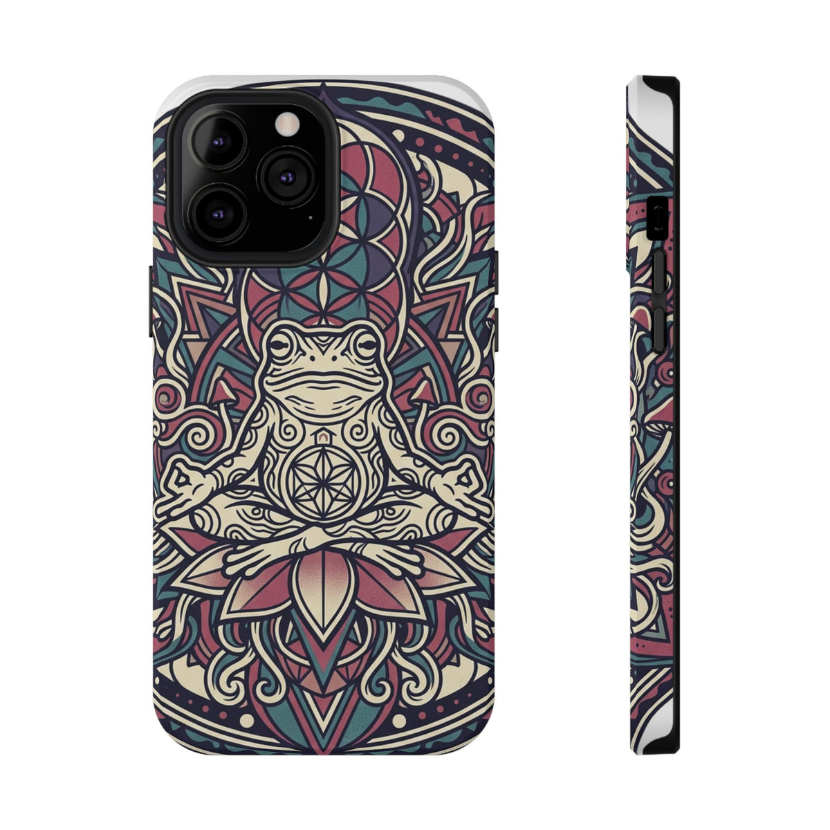 Meditative Frog Mandala Phone Case — Impact‑Resistant Protective Cover
