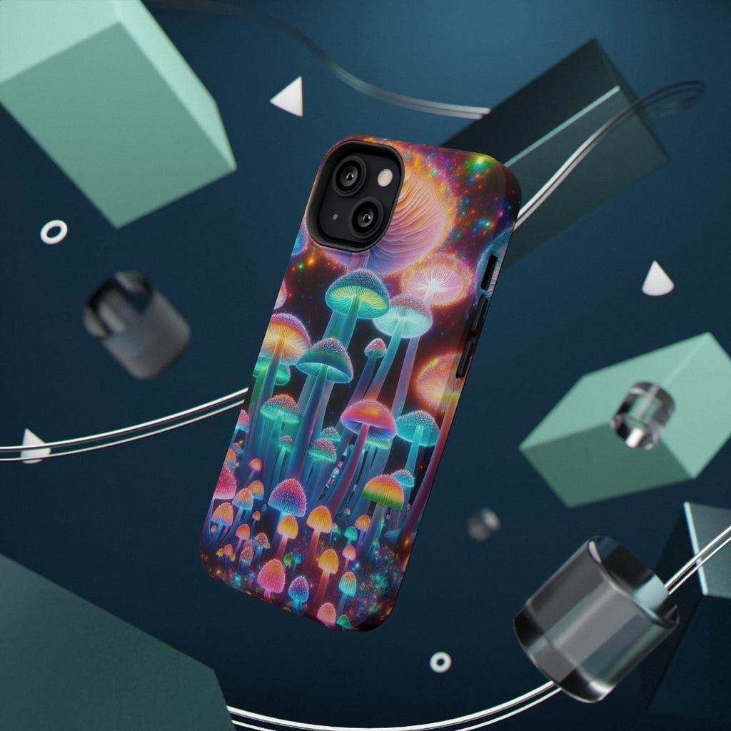Psychedelic Neon Mushroom Phone Case — Protective Cosmic Art iPhone Cover