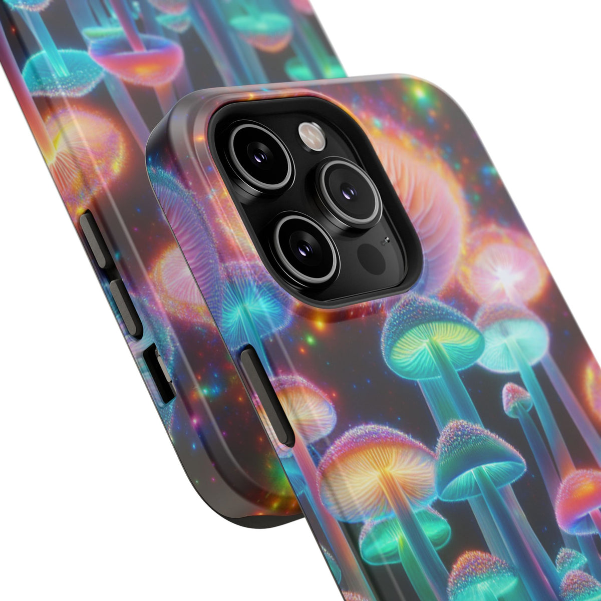 Psychedelic Neon Mushroom Phone Case — Protective Cosmic Art iPhone Cover