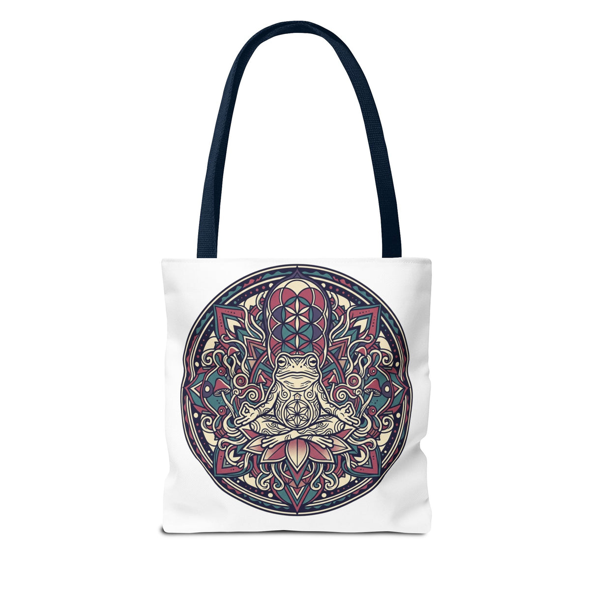 Meditating Cat Mandala Tote Bag — Boho Yoga, Spiritual Gift