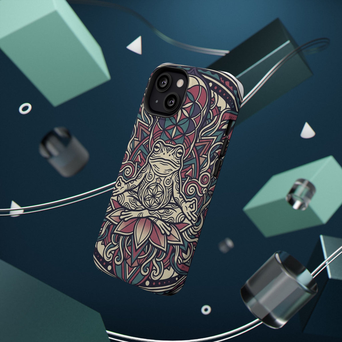 Meditative Frog Mandala Phone Case — Impact‑Resistant Protective Cover