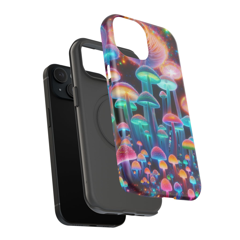 Psychedelic Neon Mushroom Phone Case — Protective Cosmic Art iPhone Cover