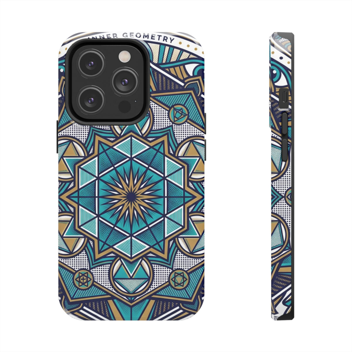 Tough Phone Case — Blue Geometric Mandala Protective Phone Cover