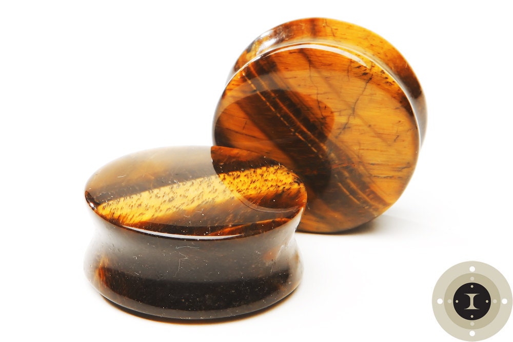 Brown Tiger's Eye Plugs – Double Flared Stone Gauges
