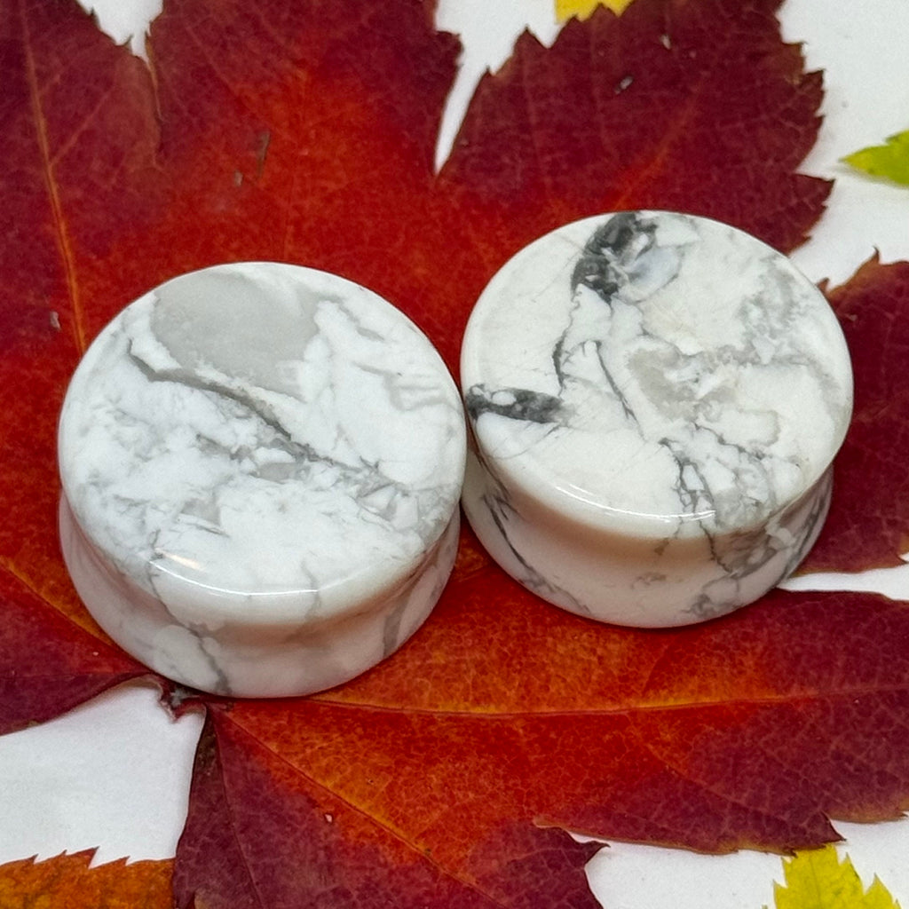 OOAK Howlite Stone Plugs – 1" (25mm)