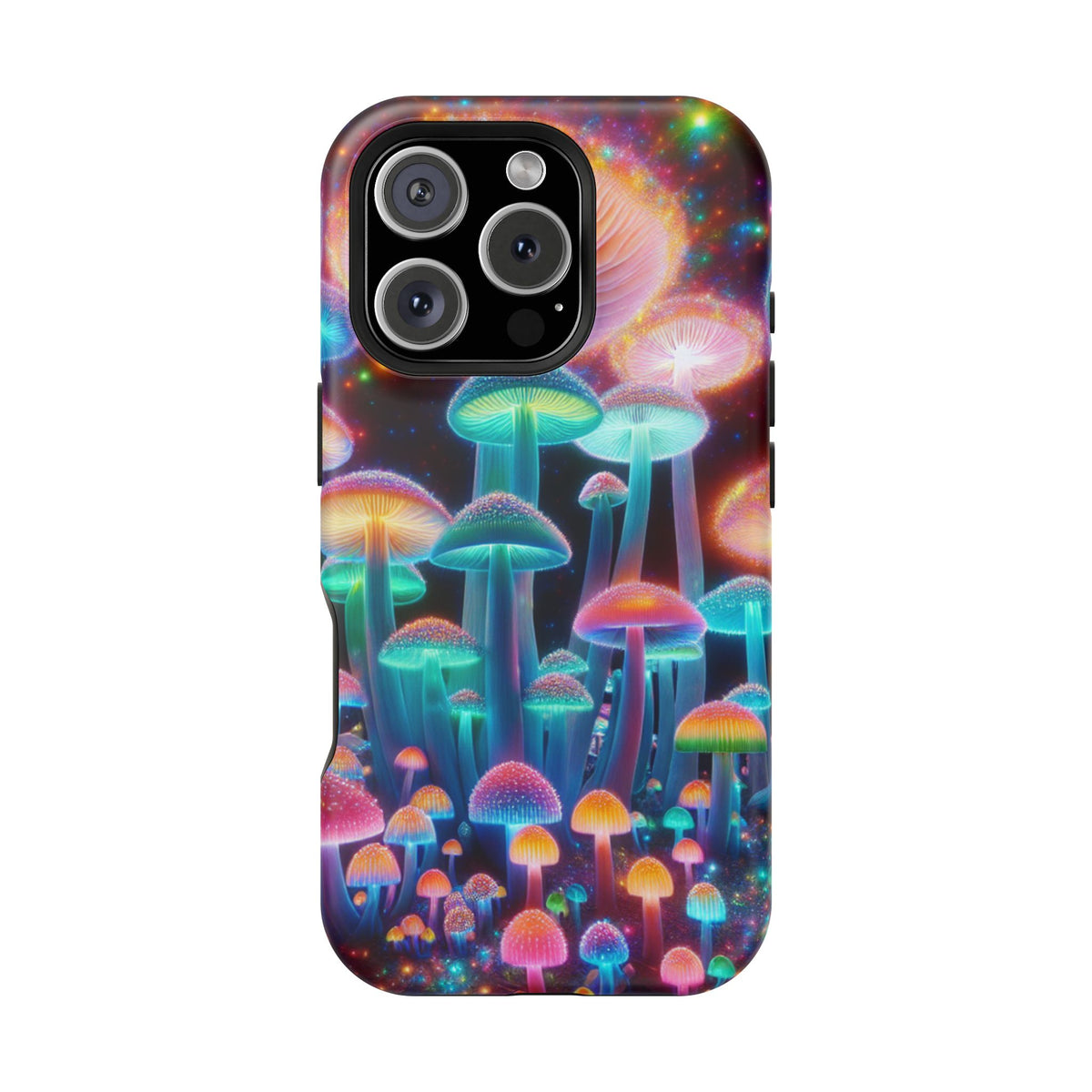 Psychedelic Neon Mushroom Phone Case — Protective Cosmic Art iPhone Cover