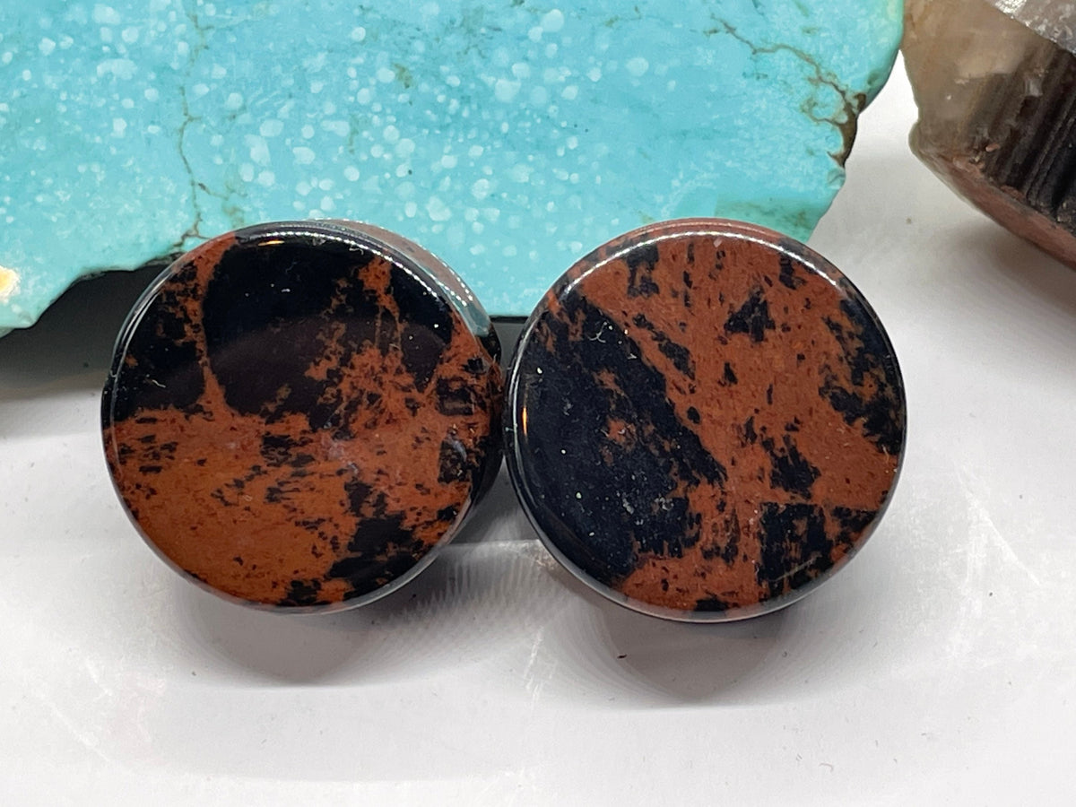 OOAK Mahogany Stone Plugs – 7/8" (22mm)