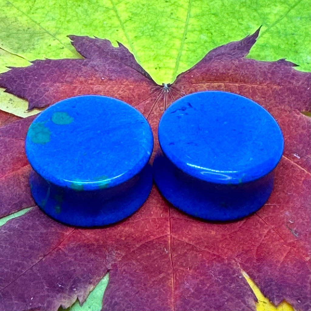 OOAK Azurite Stone Tunnels – 7/8" (22mm)