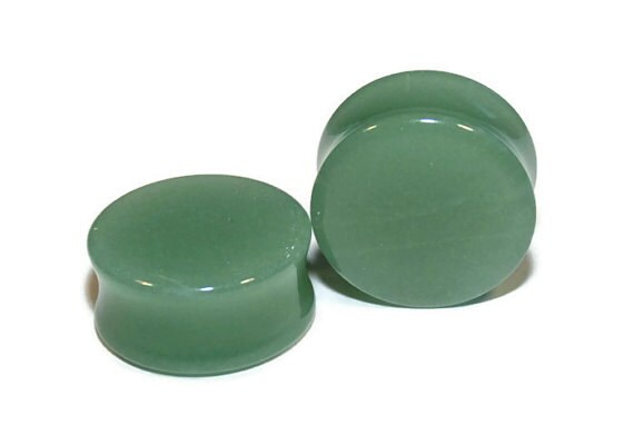 Green Aventurine Stone Plugs – Double Flared Ear Gauges