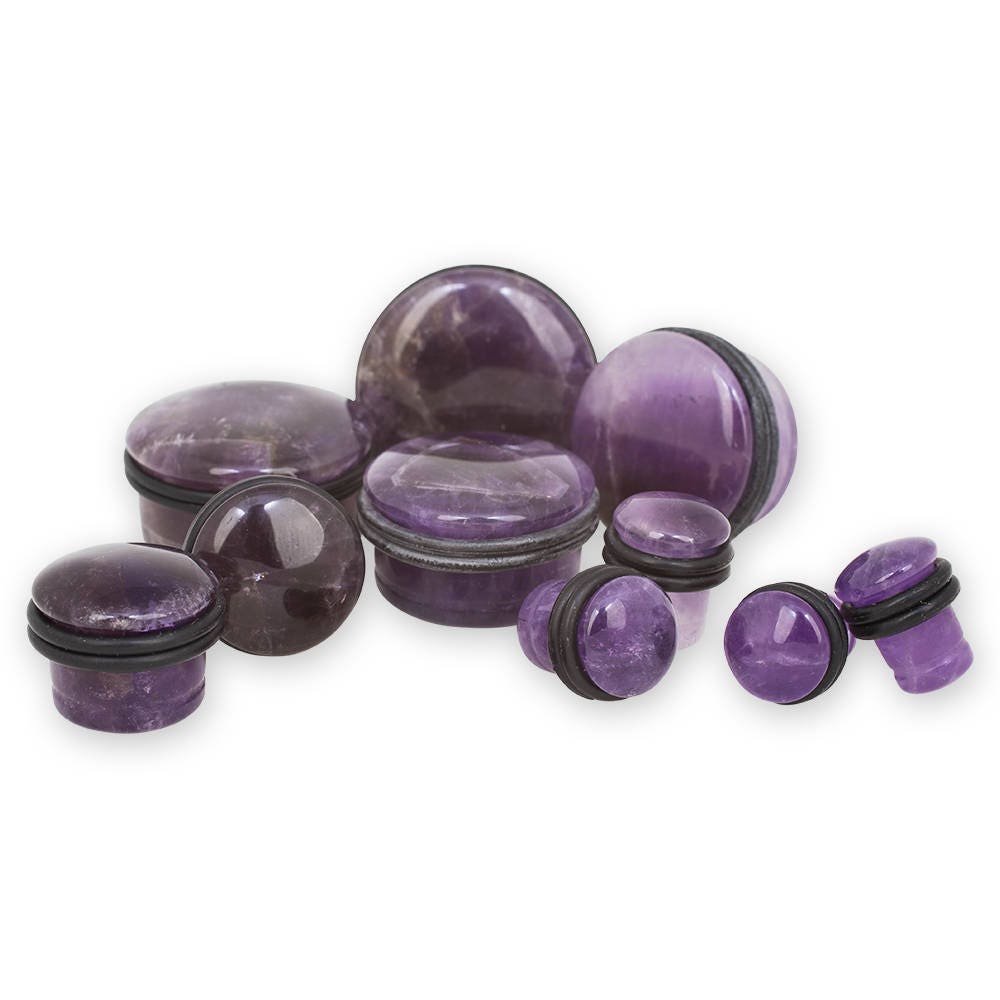 Amethyst Stone Plugs – Single Flared Purple Ear Gauges