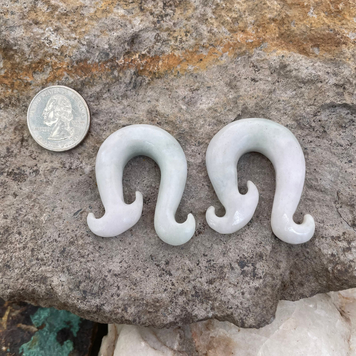 OOAK Jadeite Wave Hooks – 7/16" (11mm)