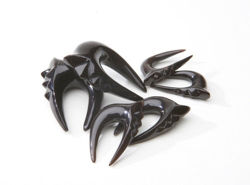 Carved Water Buffalo Horn Hanging Earrings – Ear Gauges