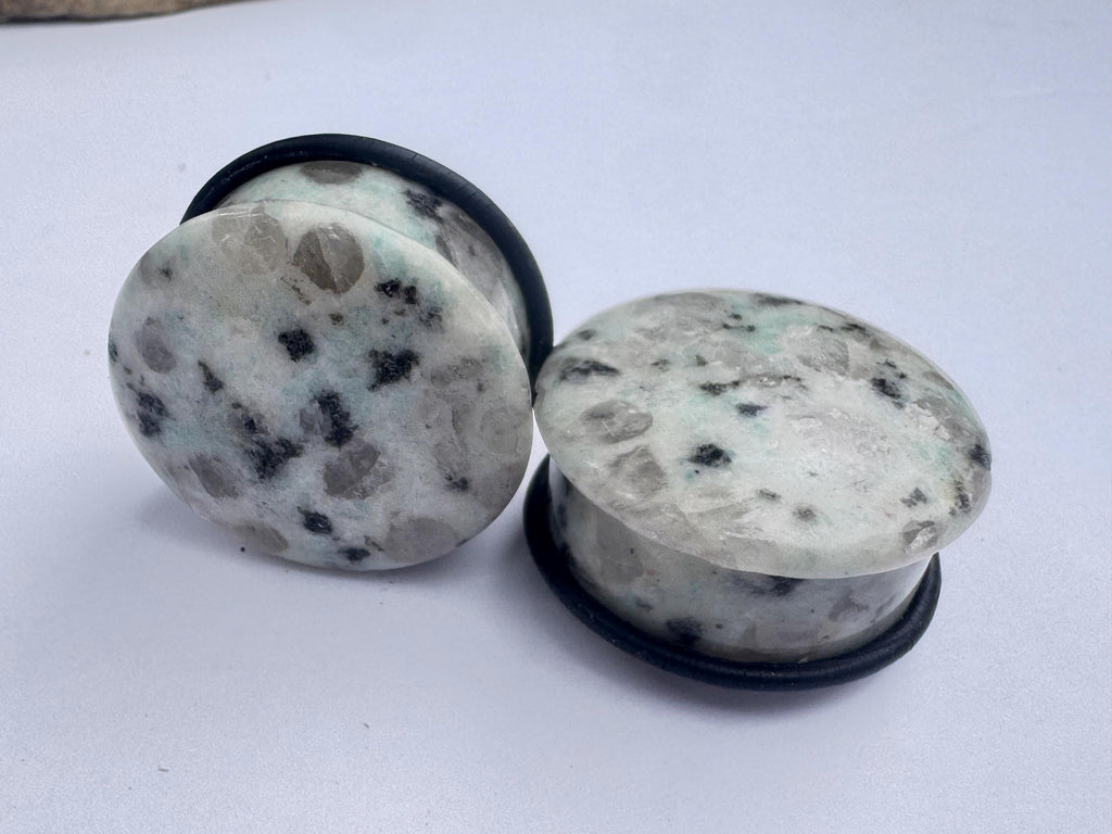Aqua Blue Dalmatian Jasper Plugs – Single Flared Gauges