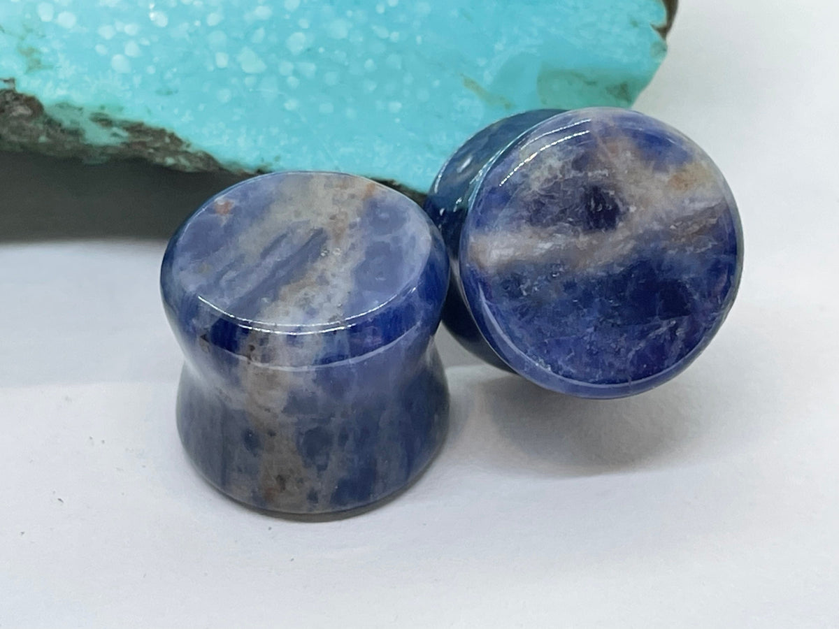 OOAK Sodalite Stone Plugs – 9/16" (14mm)