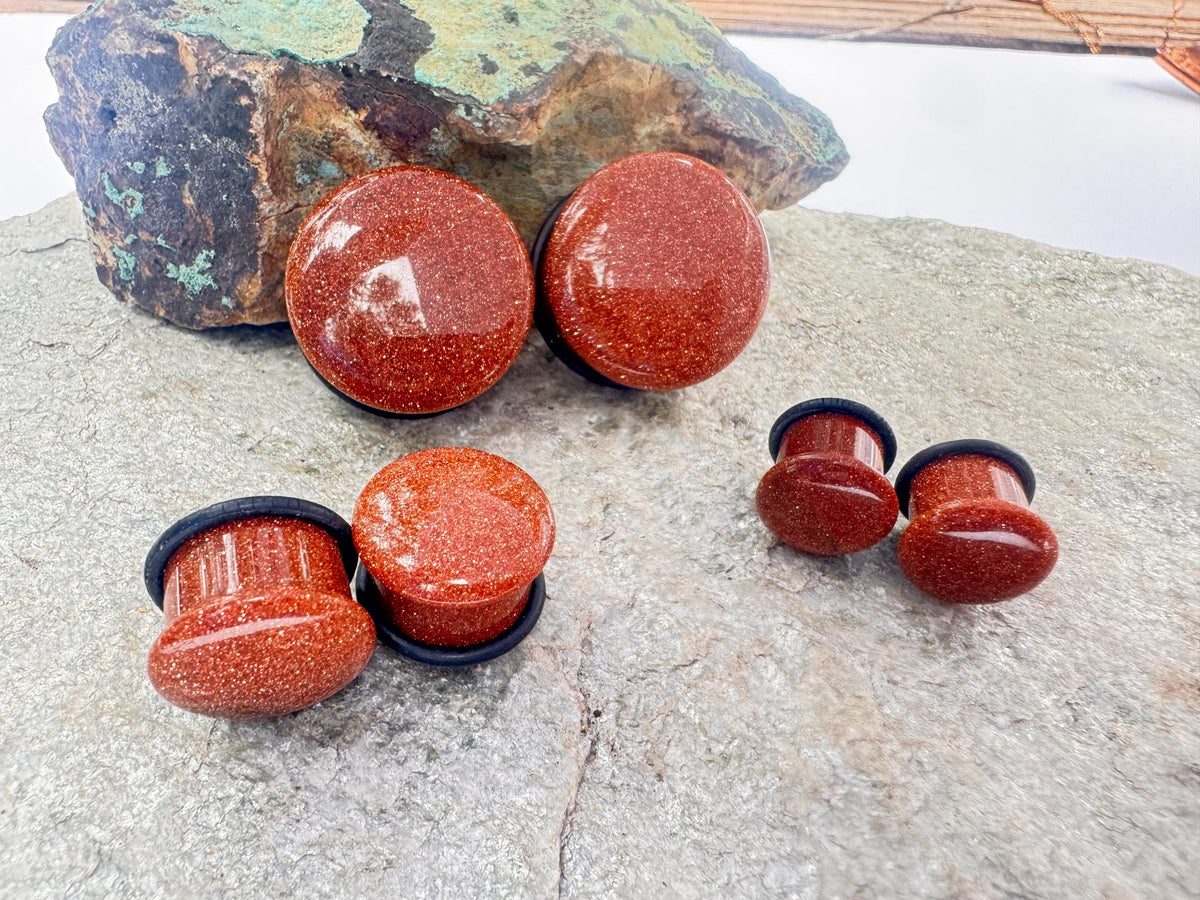 Red Goldstone Glass Plugs – Single Flared Gauges