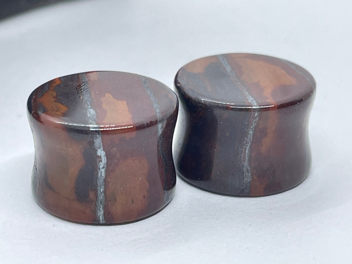 OOAK Red Tiger’s Eye Plugs – 5/8" (16mm)