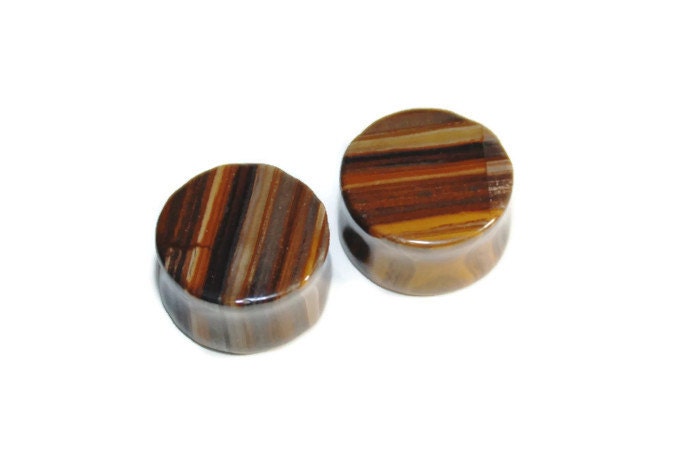 Tiger Iron Stone Plugs – Double Flared Ear Gauges