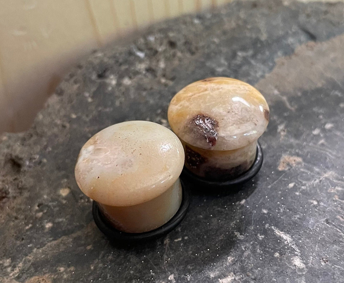 OOAK Brown Amazonite Plugs – 9/16" (14mm) Single Flared