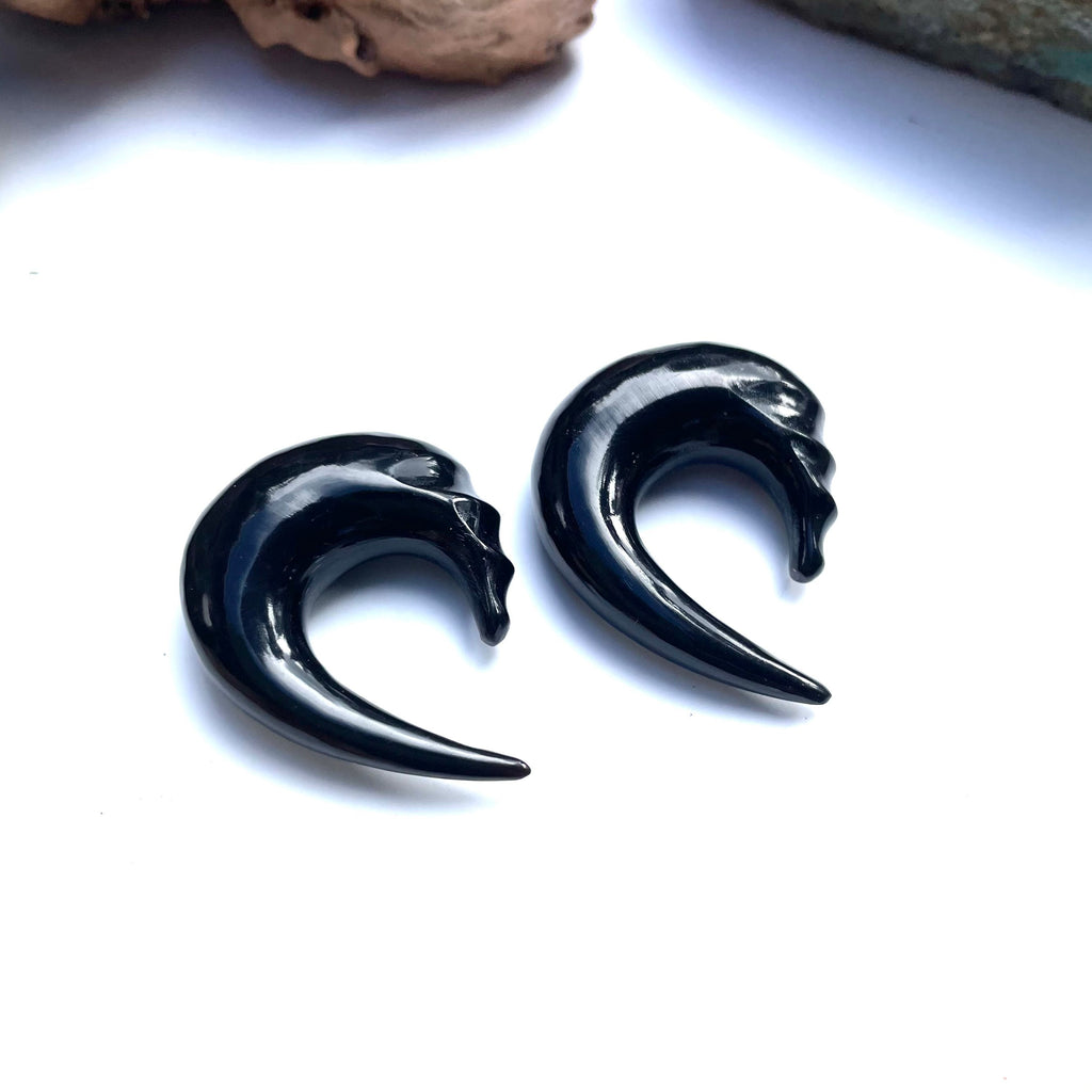 Carved Water Buffalo Horn Hanging Earrings