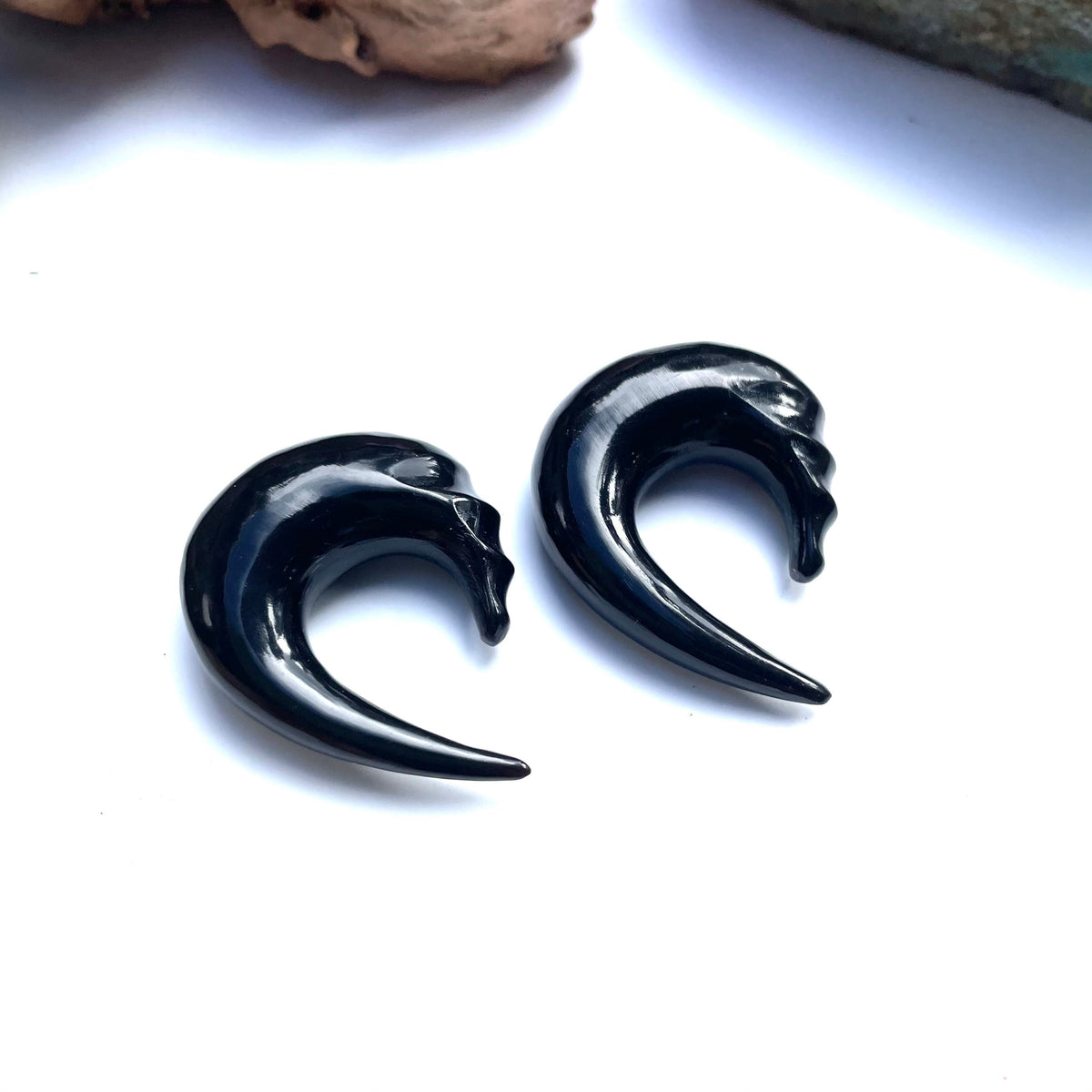 Carved Water Buffalo Horn Hanging Earrings
