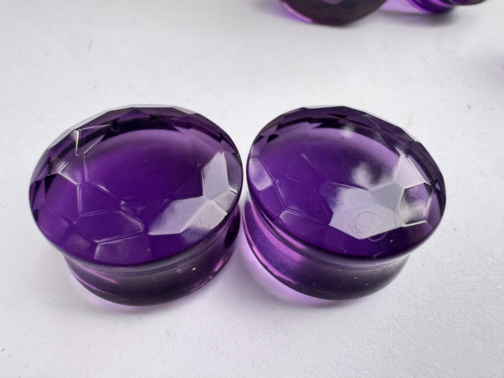 Purple Faceted Glass Plugs – Double Flared Gauges