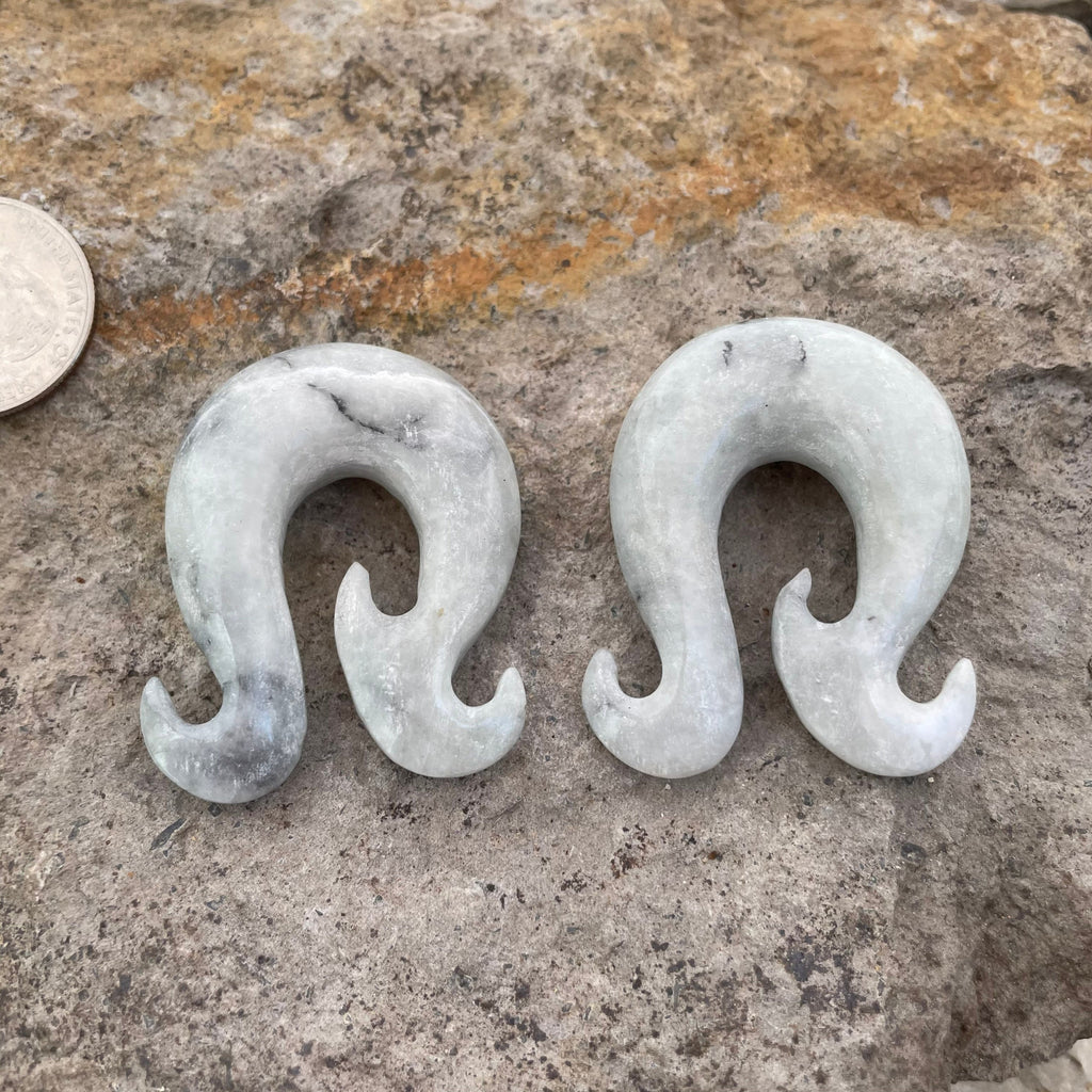 OOAK Jadeite Wave Hook Earrings – 1/2" (13mm)
