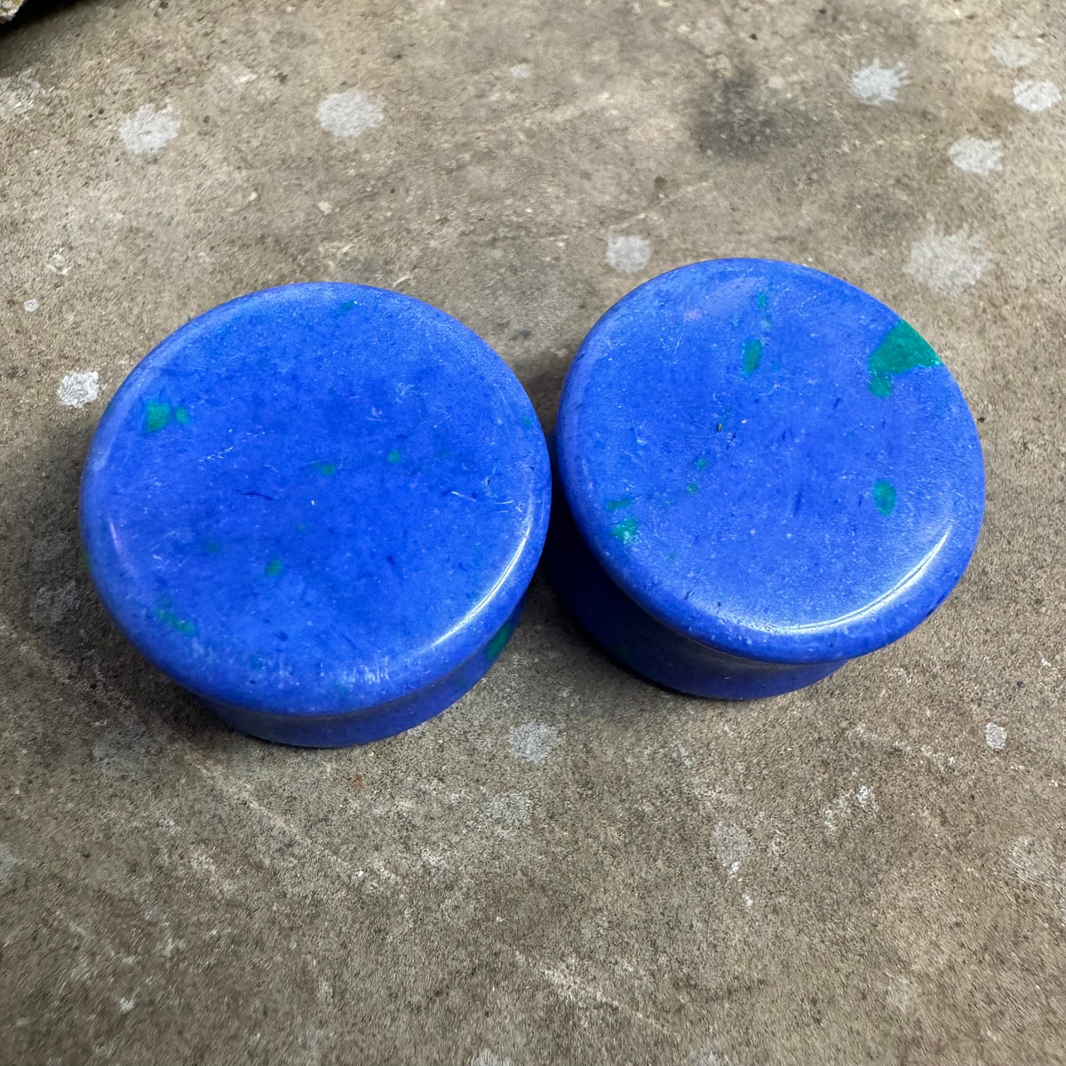 OOAK Azurite Plugs – 7/8" (22mm) Double Flared