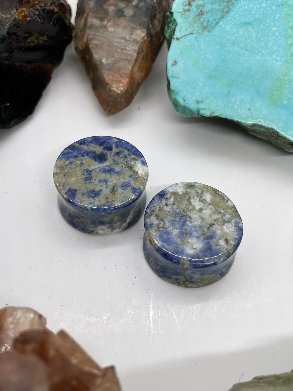 OOAK Sodalite Stone Plugs – 7/8" (22mm)