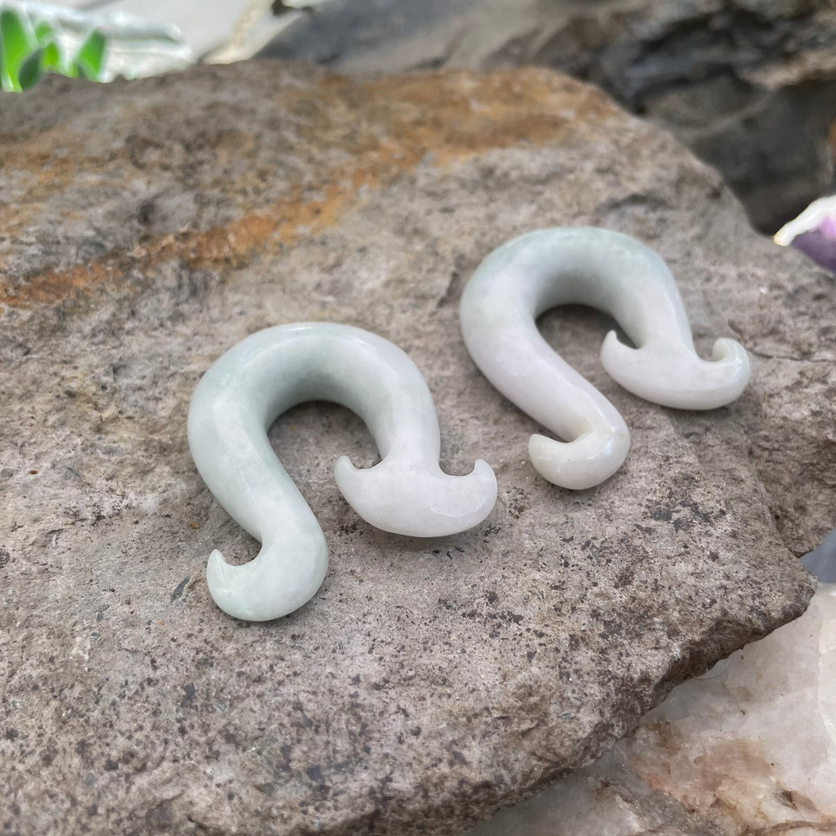 OOAK Jadeite Wave Hooks – 7/16" (11mm)