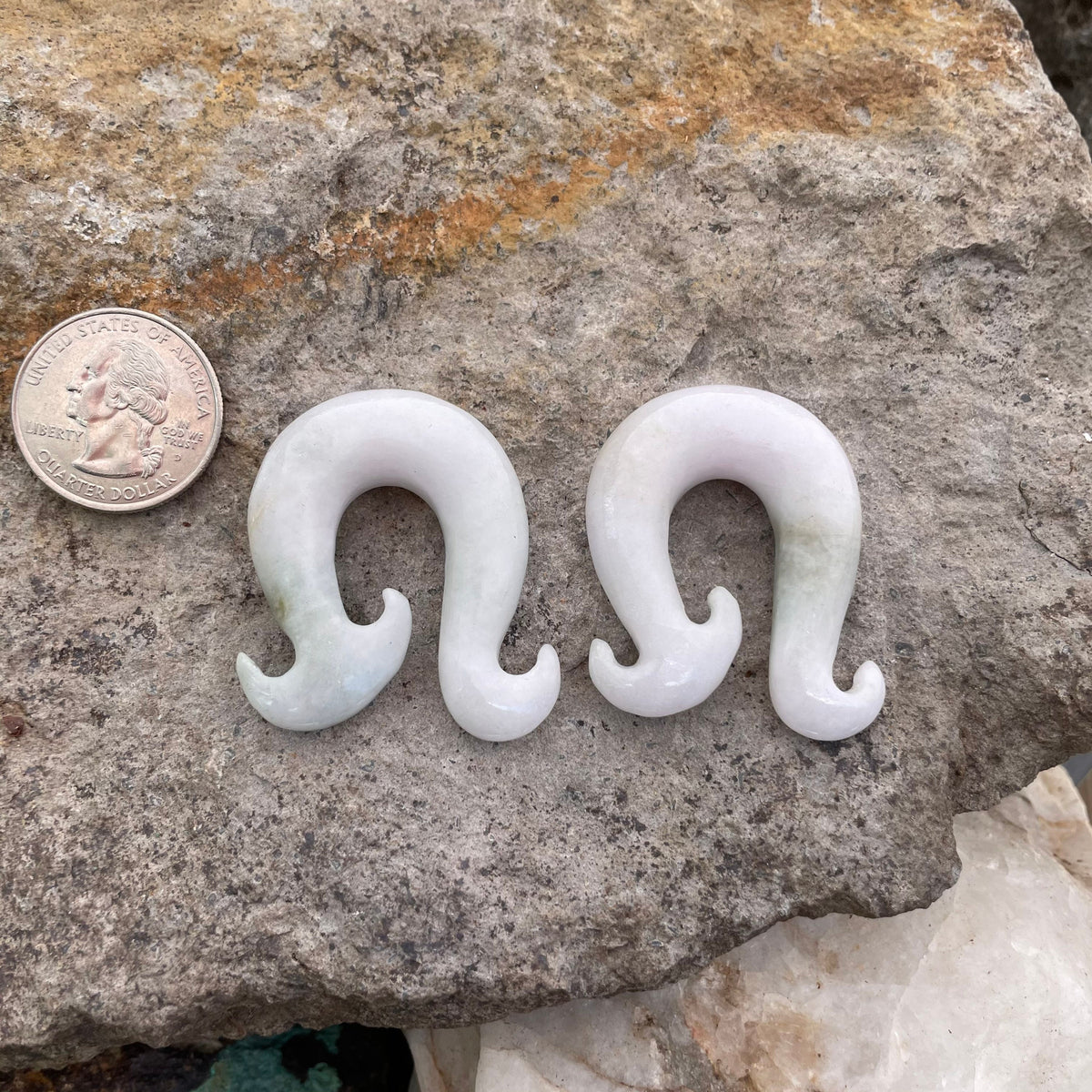 OOAK Jadeite Wave Hook Earrings – 7/16" (11mm)