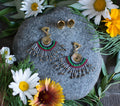 Gray String-Wrapped Macramé Magnetic Earrings