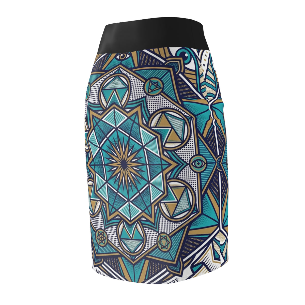 Mandala Pencil Skirt — Psychedelic Vision Boho Geometric Print