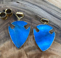 Blue Agate Arrowhead Magnetic Clasp Earrings