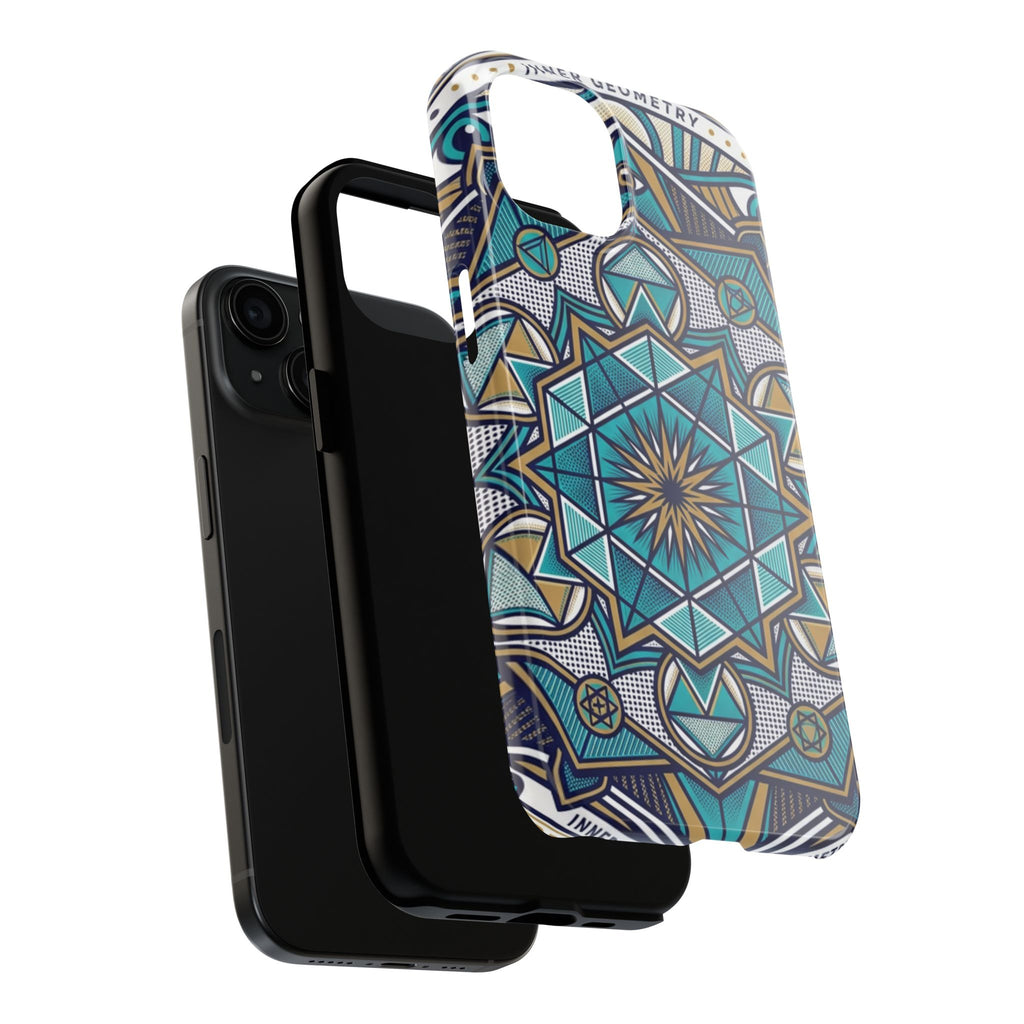 Tough Phone Case — Blue Geometric Mandala Protective Phone Cover